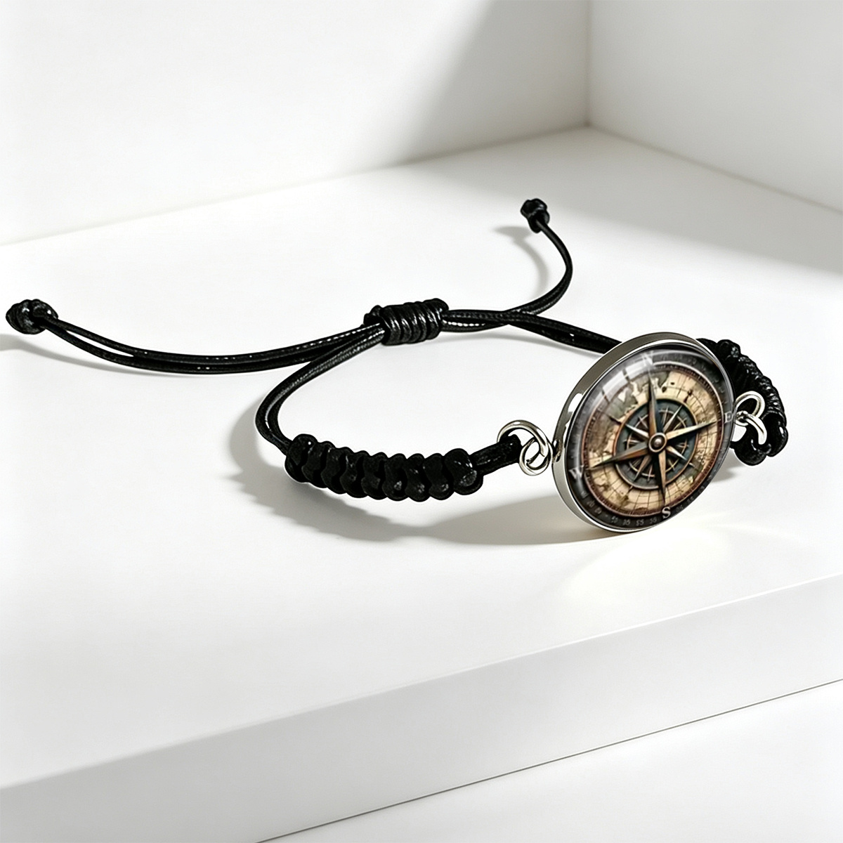 Unisex Nautical Compass World Map Pattern Adjustable Bracelet